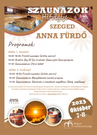 Szaunázók hétvégéje az Anna Fürdőben október 7-8.